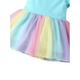 thumbnail image 4 of Girl Ruffles Fly Sleeve Dress Rainbow Mesh Yarn Stitching A-line Princess Dress, 4 of 6