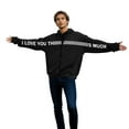 thumbnail image 4 of Valentine's Day Oversized Hoodies Womens I Love You This Much Hoodie Zip-Up Unisex Valentine Holiday Jacket Coat, XL Black, 4 of 7