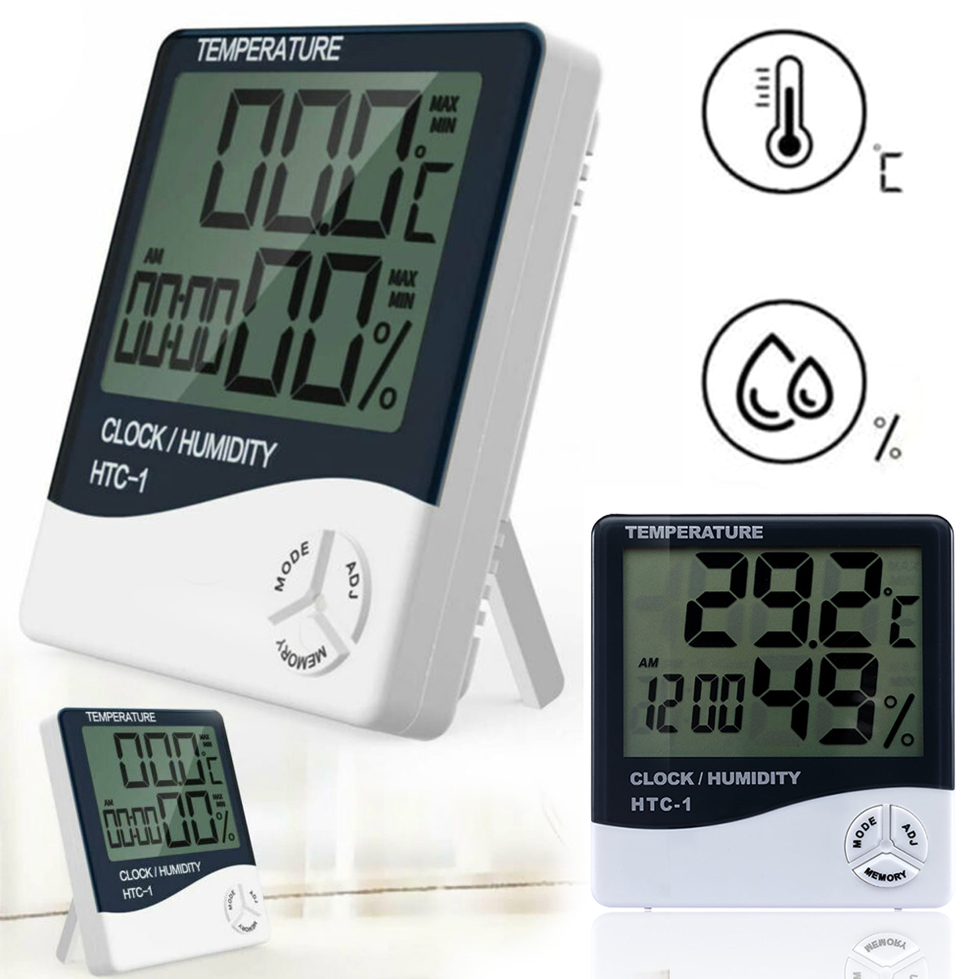 Digital LCD Indoor Thermometer Temperature Hygrometer Humidity Meter Alarm