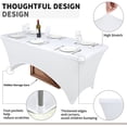 thumbnail image 3 of YMHPRIDE 6ft Polyester Fitted Rectangular Tablecloth Stretchable Elastic Spandex Table Cover White Tight Fitted Table Cover Wedding Party Patio Cocktail Bar Craft Exhibitions Washable Table Cover, 3 of 7