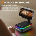 thumbnail image 2 of Men and women's gift, phone stand with Bluetooth speaker, light, and strap, cool tech gadget, unique birthday gift for men, husbands, moms, dads, 2 of 4