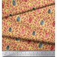 thumbnail image 3 of Soimoi Yellow Velvet Fabric Artistic Leaves Printed Craft Fabric by the Yard 58 Inch Wide, 3 of 3