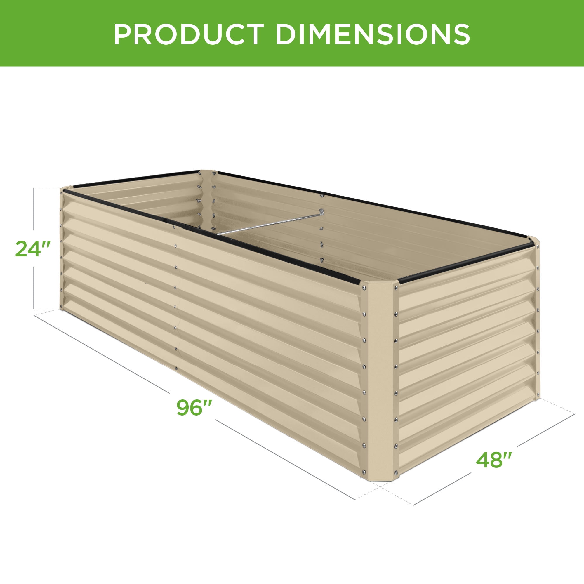 Best Choice Products 8x4x2ft Outdoor Metal Raised Garden Bed for Vegetables Flowers Herbs - Beige