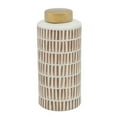thumbnail image 1 of Sagebrook Home 15430-01 13 in. Ceramic Jar with Gold Lid, Brown, 1 of 2