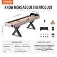 thumbnail image 6 of VEVOR Shuffleboard Table, 9 ft LED Light Up Shuffleboard for Family Game Room, 2 in 1 Shuffleboard and Bowling Combo Game Set, with Scratch-Resistant Playfield, Legs, 8 Pucks, Bowling Set, Wax, 6 of 9
