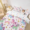 thumbnail image 3 of Metsweet Cute Unicorn Twin Duvet Cover, Rainbow Flowers Butterfly Twin Bedding,2pcs,1 Duvet Cover and 1 Pillowcase, 3 of 6
