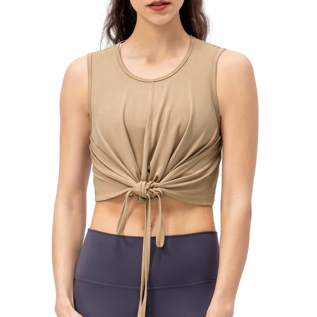 Chaleco de mujer Mujeres Crop Tank Tops Dobladillo atado Sin mangas Camiseta para correr Chalecos pa Tomshoo Chaleco de mujer