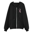 thumbnail image 5 of Wovix Women Cool Shirts Fasion Long Sleeve Ladies Cancer Pink Ribbon Heart Ribbon Full Zip Hoodie, 5 of 6