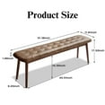 thumbnail image 6 of Natural Oak Wood Dining Bench with Genuine Leather Cushion - 51" Brown Upholstered Seat for Living Room, Entryway, Piano - Sturdy Solid Wood Furniture, 6 of 6