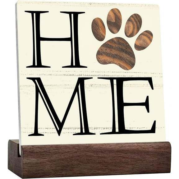 Ceramic Sign 4x4 Inch Dog Decor Dog Decorations For The Home Paw Print Home Pet Decor Ceramic Desk Sign Plaque For Bedroom Shelf Tabletop Decor Office Farmhouse Decor Dog Lovers Gift Gift For Women