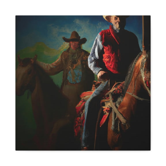 Riding Cowboy on Horse - Canvas