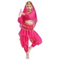 thumbnail image 4 of Disfraz de Halloween de Bollywood para niñas, traje de danza del vientre Oriental Indio, Top corto dividido, pantalones, tocado con cadena en la cintura, pañuelo para la cabeza, 4 of 5