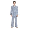 thumbnail image 4 of Amaxer Mens Cotton Pajama Set Cozy Button Up Sleepwear with Pockets Long Sleeve Lounge Wear Navy bulue white stripes M, 4 of 7
