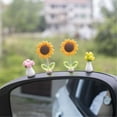 thumbnail image 4 of Sunflower Car Dashboard Ornament Cute Bobblehead Sunflower Decor for Car Interior Home or Office Desk Gift, 4 of 7