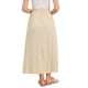 thumbnail image 3 of Falda de lino INSPIRE CHIC para mujer, casual de verano, con cintura alta elástica, falda midi en forma de A, talla L, color albaricoque, 3 of 6