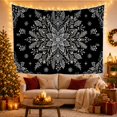 thumbnail image 3 of Large Snowflake Mandala on Black Background, Mystical Illustration for Winter Decor Enthusiasts, Intricate Wall Art, Festive Holiday Gift Tapestry Wall Hanging for Bedroom and Living Room, 3 of 7