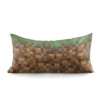 Minecraft Grass Block Brown and Green Body Pillow Cover, 100% Microfiber