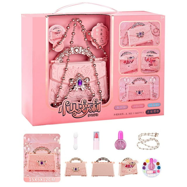 Princess Carriage Makeup Toy Set, Pretend Play Cosmetics For Girls, Non-toxic & Washable Kids