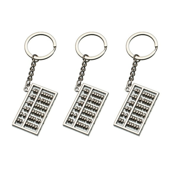 3pcs llaveros de ábaco de seis filas titular de la llave creativa elegante llavero decoración de la llave pequeño regalo para hombres mujeres (plata)