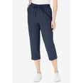 thumbnail image 2 of Woman Within Plus Size Petite Seersucker Pull-On Elastic-Waist Capri Pants, 2 of 6