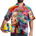 thumbnail image 4 of Mind car Men's Hawaiian Printed Short Sleeve Button Down Casual Beach Shirt's, Unisex, 4 of 6