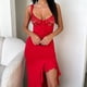 thumbnail image 4 of Vestido Sin Mangas Vestido de cola de pez para mujer Vestido ajustado con cordones Color sólido Vestido de verano sexy para mujer Kuymtek L Rojo para Mujer, 4 of 5