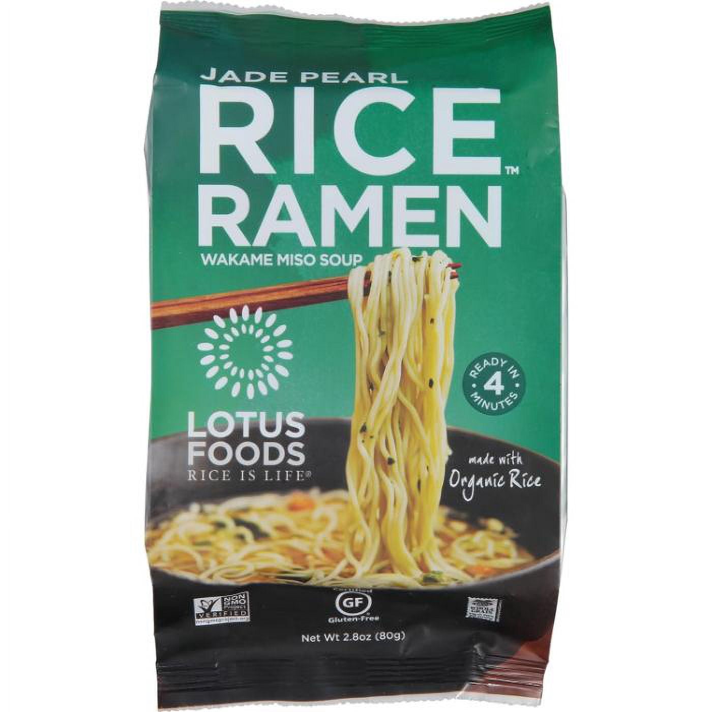 Lotus Foods - Ramen au Riz aux Perles de Jade, Soupe Miso Wakame, 80g