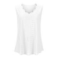 thumbnail image 4 of Women Eyelet Tanks Fashion Curved Neck Tops Casual Sleeveless Pullover Blouses Summer Solid Shirt, 4 of 6
