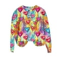 thumbnail image 2 of Uootdi Colorful Sweatshirts for Women Cute Love Heart Graphic Crewneck Long Sleeve Shirts Casual Fall Winter Spring Colorblock Pullover Tops Gift, 2 of 5
