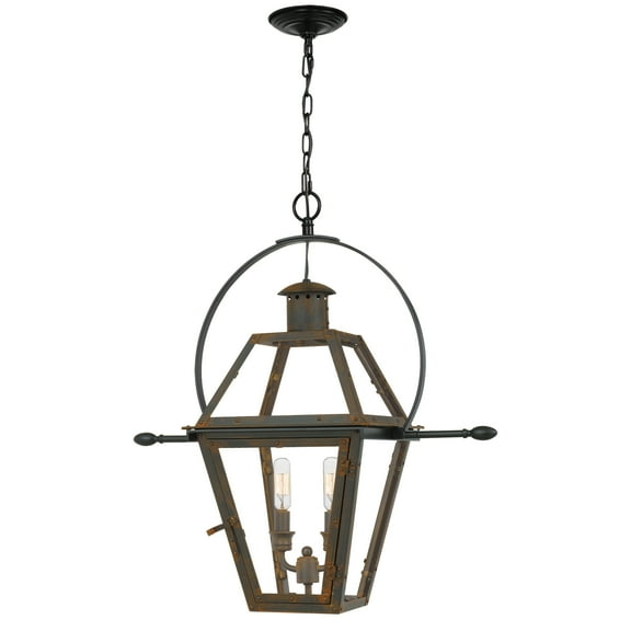 Quoizel Rue De Royal 2-Light 21" Outdoor Hanging Light in Industrial Bronze