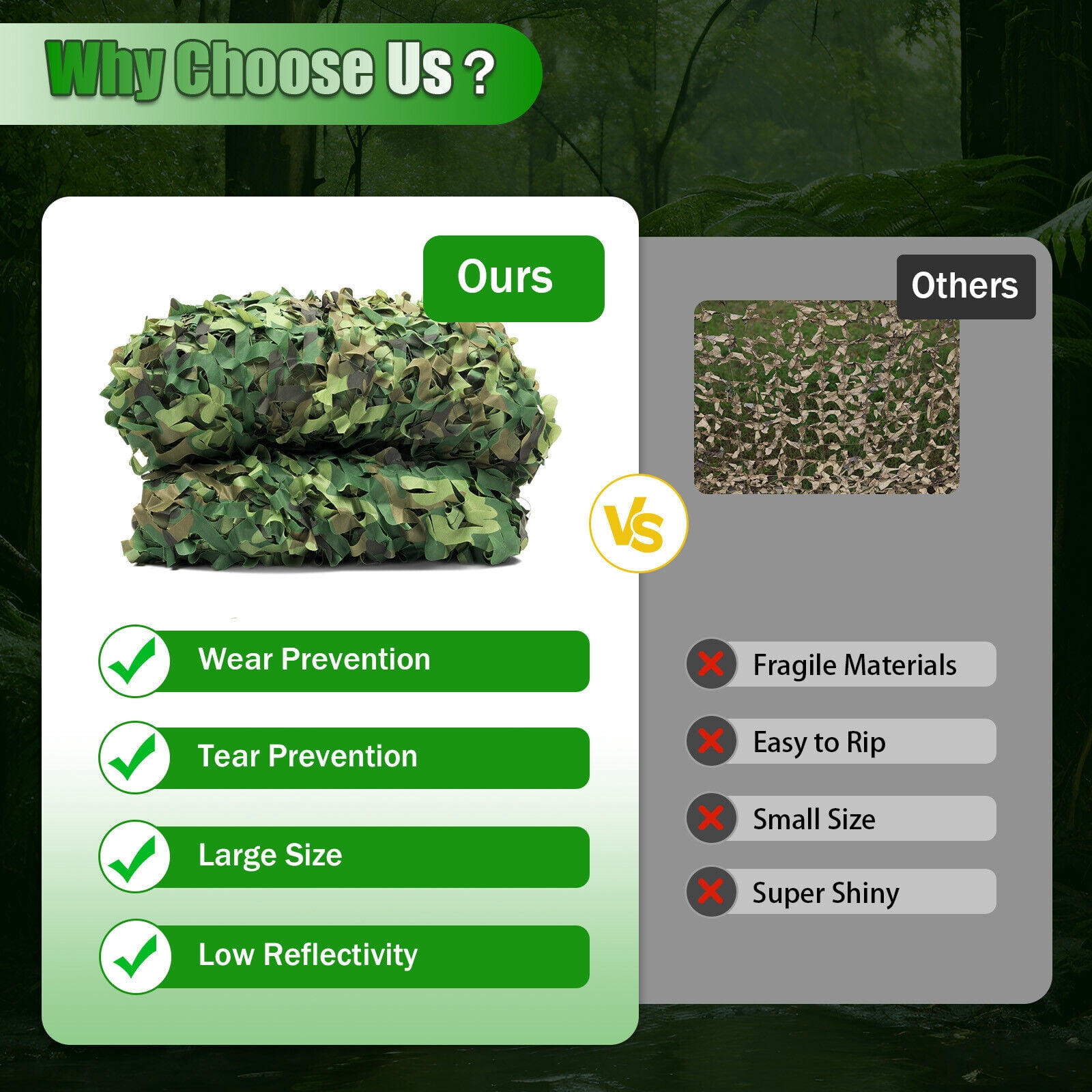 19.68*26.24ft Woodland Leaves Military Camouflage Net Hunting Camo W/String Netting