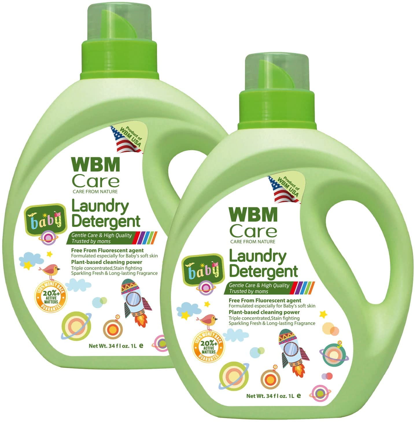 WBM Baby Care Liquid Laundry Detergent, Free from Fluorescent - Pack of 2