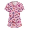 thumbnail image 2 of Fabrcox S-5XL Valentine Scrub Tops for Women Plus Size Love Heart Graphic Holiday Scrubs for Women Tops V Neck Short Sleeve Nurse Working Uniforms with Pockets, 2 of 5