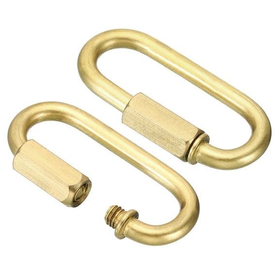 Uxcell 6mm Copper Chain Quick Links, 2pcs Screw Locking Chain Connector for Chandelier and Backpack