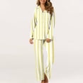 thumbnail image 4 of Lmnyox 2 Piece Pajama Set for Women Soft Print Long Sleeve Button Down Shirts Long Pants Casual Sleepwear, 4 of 7