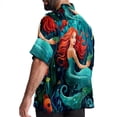 thumbnail image 3 of Mermaid Men's Short Sleeve Printed Button Down Beach, Casual, Poplin Shirts for Summer Vacation, 3 of 6