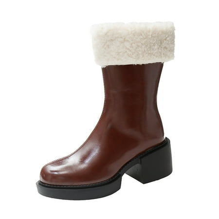

Boots Women s Characteristic Shoes Platform Mid-length Zipper Ankle