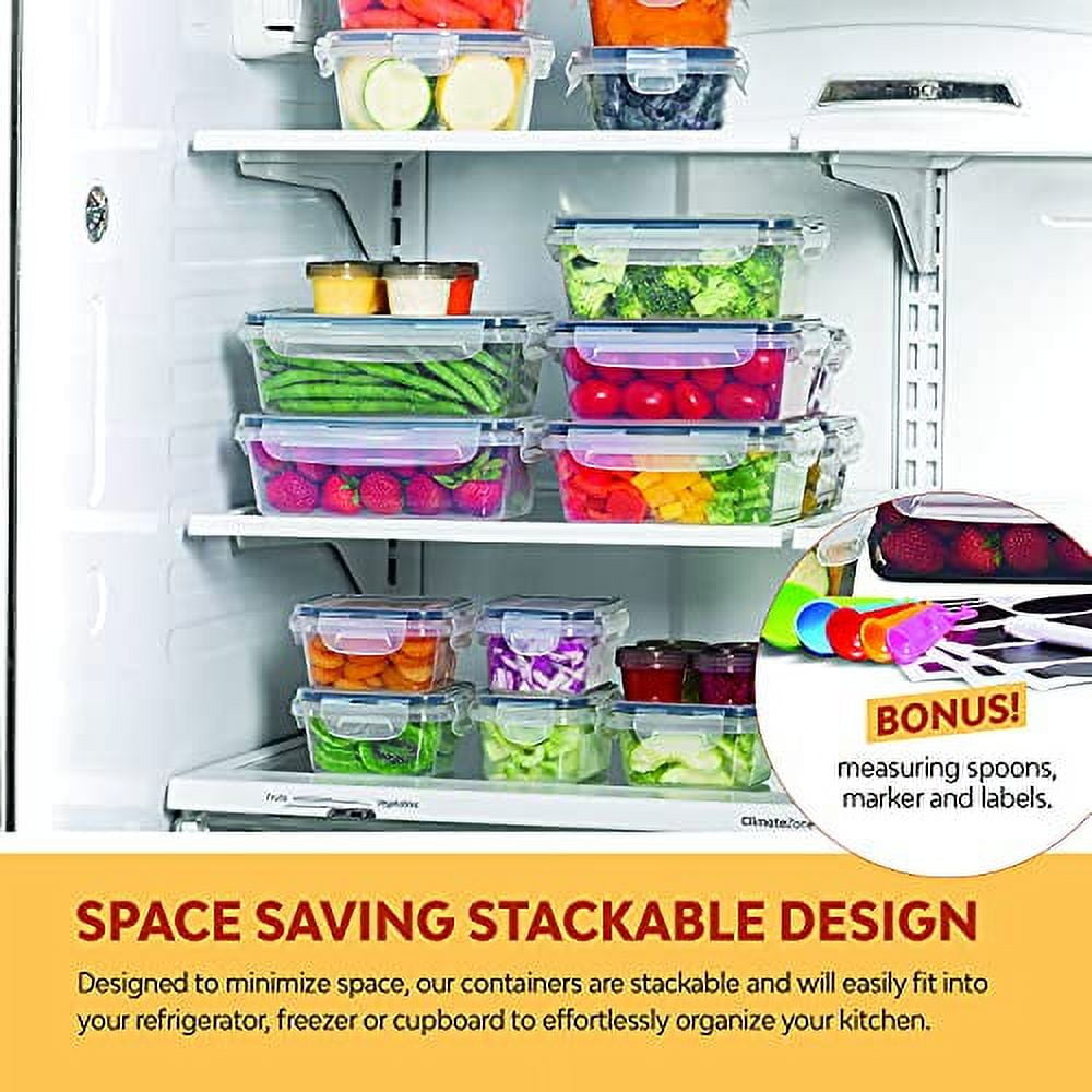 Food Storage Container Set Pantry Organization Clear Plastic 28 Sets with  Labels
