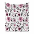 thumbnail image 1 of Dragonfly Soft Flannel Fleece Throw Blanket, Shabby Form Floral Swirled Leaves and Florets Illustration, Cozy Plush for Indoor and Outdoor Use, 70" x 90", Pale Pink Dried Rose, by Ambesonne, 1 of 6