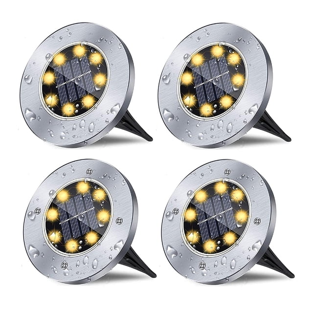 Luces solares de tierra, luces solares de jardín, luces empotradas brillantes impermeables para jardín al aire libre