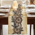 thumbnail image 3 of Table Runners 48 Inches Long Dress Scarves, Vintage Anchor Nautical Farmhouse Kitchen/Dining Table Runner, Short Coffee Tablerunners, Coastal Compass Brown 13x48 Inch, 3 of 9