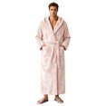 thumbnail image 3 of LangJing Mens Fleece Hooded Bathrobe Shawl Collar Soft Plush Robes for Men Shower Spa House Bath Robe with Pockets Beige,L, 3 of 6