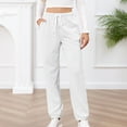 thumbnail image 2 of Ladies Winter Pants Lace-up High Waist Pockets Cotton Thermal Sweatpants Knit Textured Pajama Bottoms Joggers (Medium, White), 2 of 6