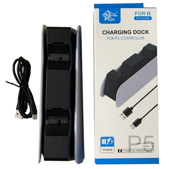 PS5 Dual Controller Charging Dock - Fast Charger Station with LED Status Lights & Built-in Headset Stand for PlayStation 5 Wireless Controllers, USB-Powered Dual Charging Base