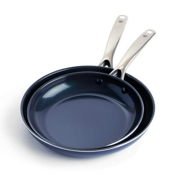Blue Diamond Ceramic Non Stick 9.5" and 11", 2-Piece Fry Pan Set, Blue
