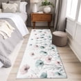 thumbnail image 5 of 2x6 Kitchen Runner Rug, Teal Pink Spring Floral Non-Skid Rubber Backing Large Rectangle Rugs - Living Room Bedroom Home Office, Summer Botanical Watercolor Indoor Floor Mat Carpets Washable Rug, 5 of 9