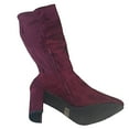 thumbnail image 5 of Wild Diva Blake-05 Women's Foldable Block Heel Elastic Panel Knee High Boots BURGUNDY 8.5, 5 of 6
