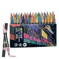 thumbnail image 4 of 48 Pcs Dual Tip Glitter Markers Set 24 Colors Metallic Brush Art Marker Pens 10ml Large Capacity for Journaling Doodling Scrapbooking Card DIY Painting Crafts Multi, 4 of 9