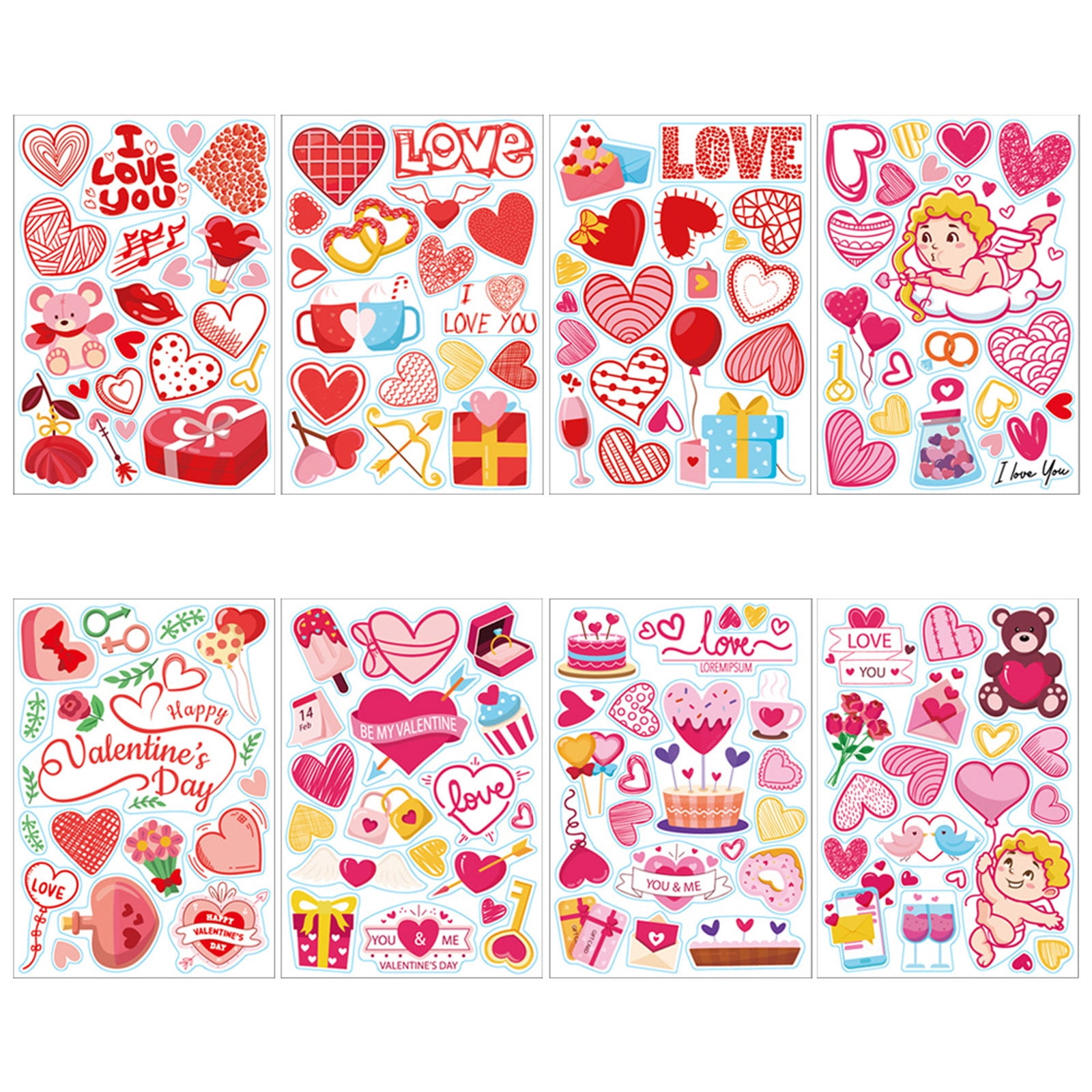 Valentines Day Stickers for Kids, 100 Sheets with Over 1,600