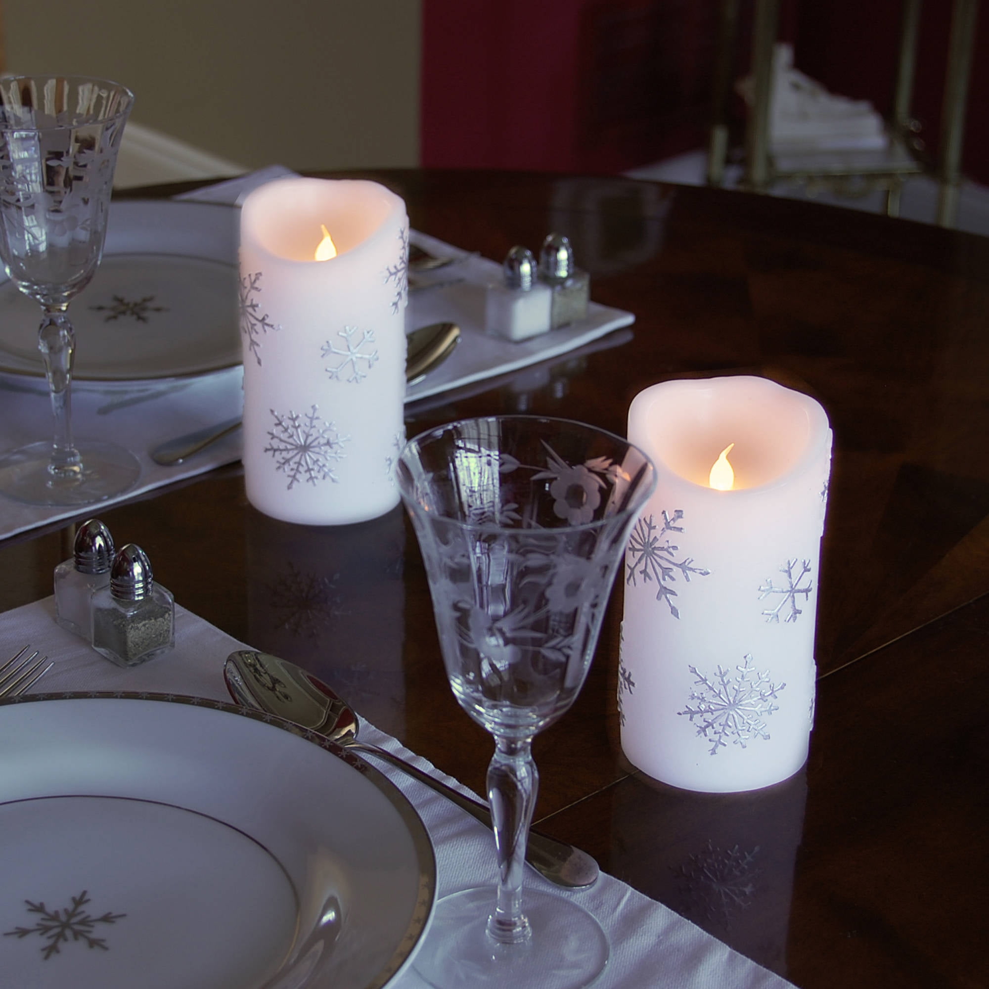 Led Flameless Candles Snowflake Set Of 2 Walmart Com Walmart Com